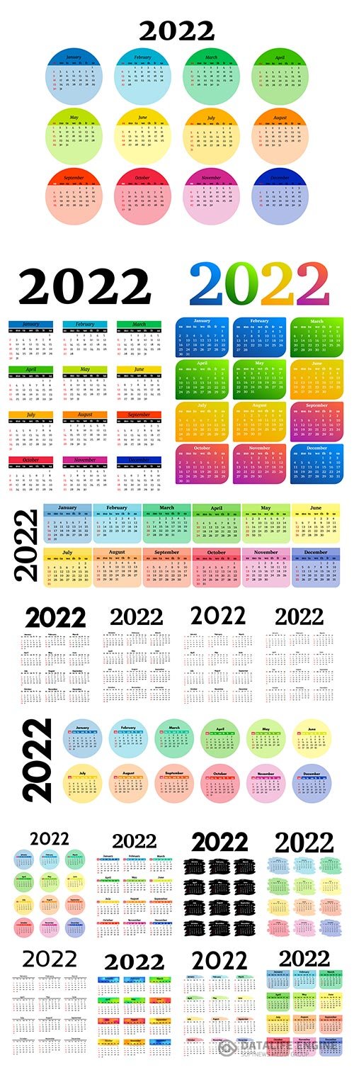 Calendars for 2022 vector design