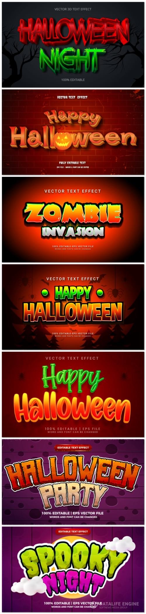 Set 3d editable text style effect vector vol 155