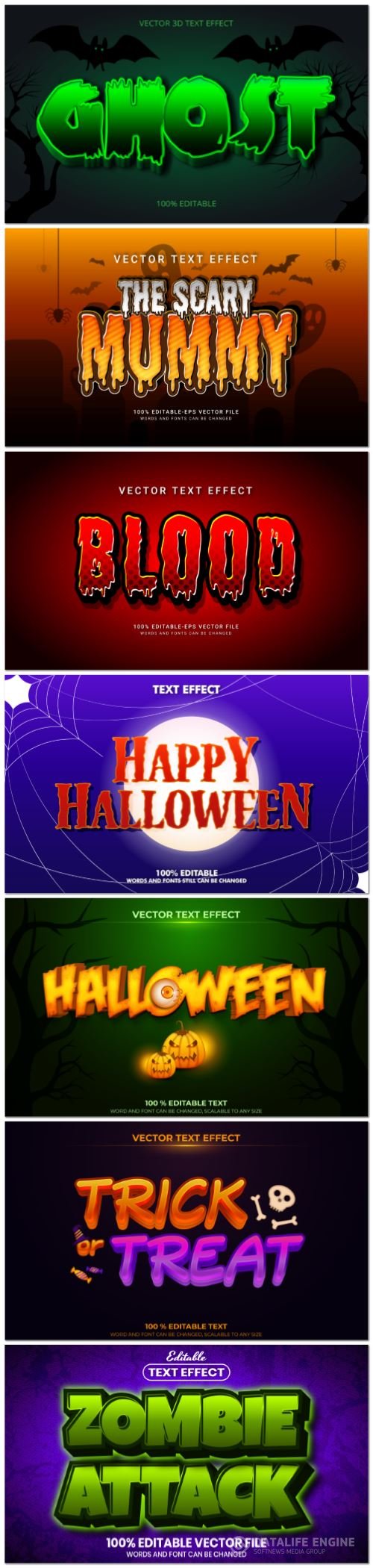 Set 3d editable text style effect vector vol 156