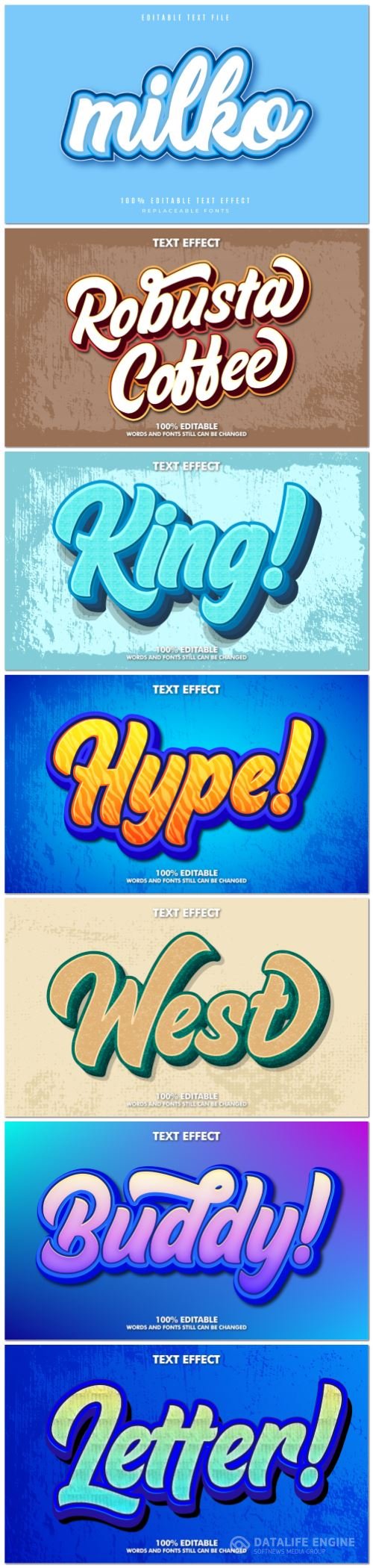 Set 3d editable text style effect vector vol 153