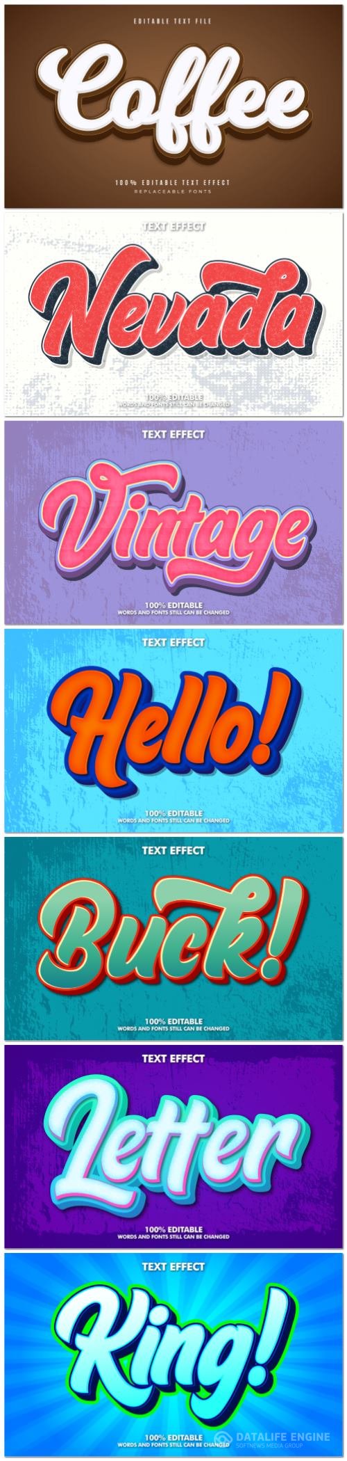 Set 3d editable text style effect vector vol 152