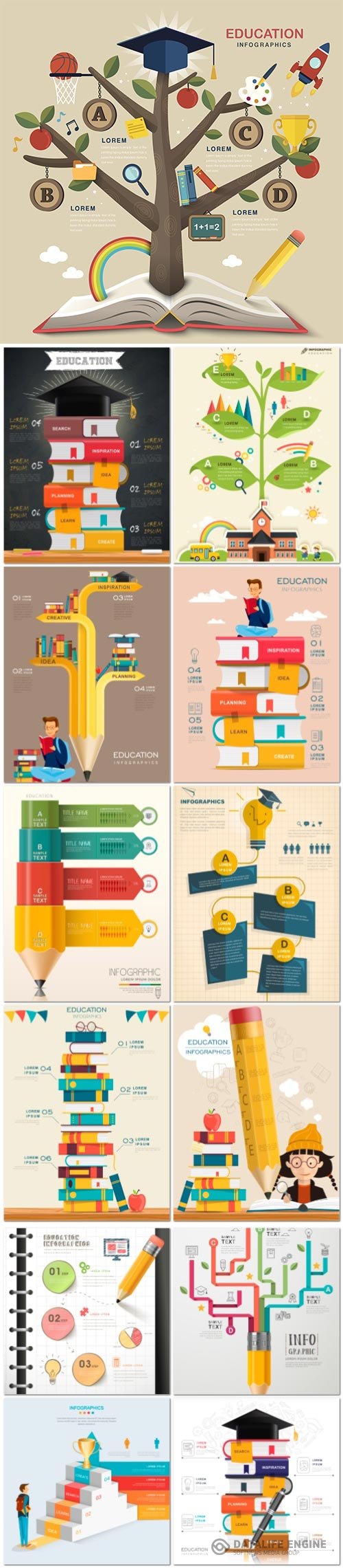 Infographic vector template design with stairs and growing arrow