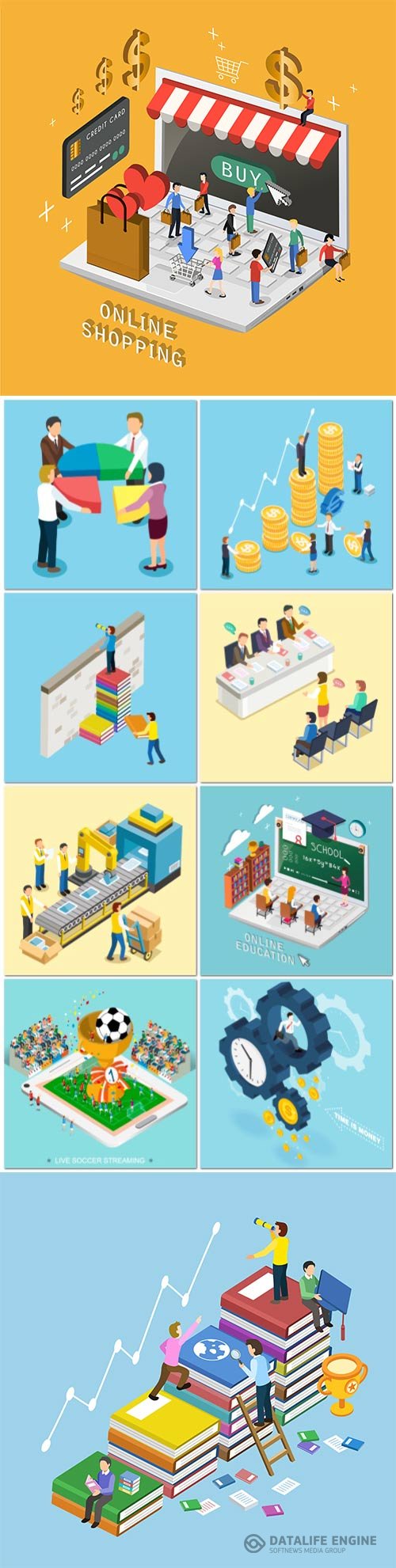 Concept in 3d isometric flat design vector template vol 5