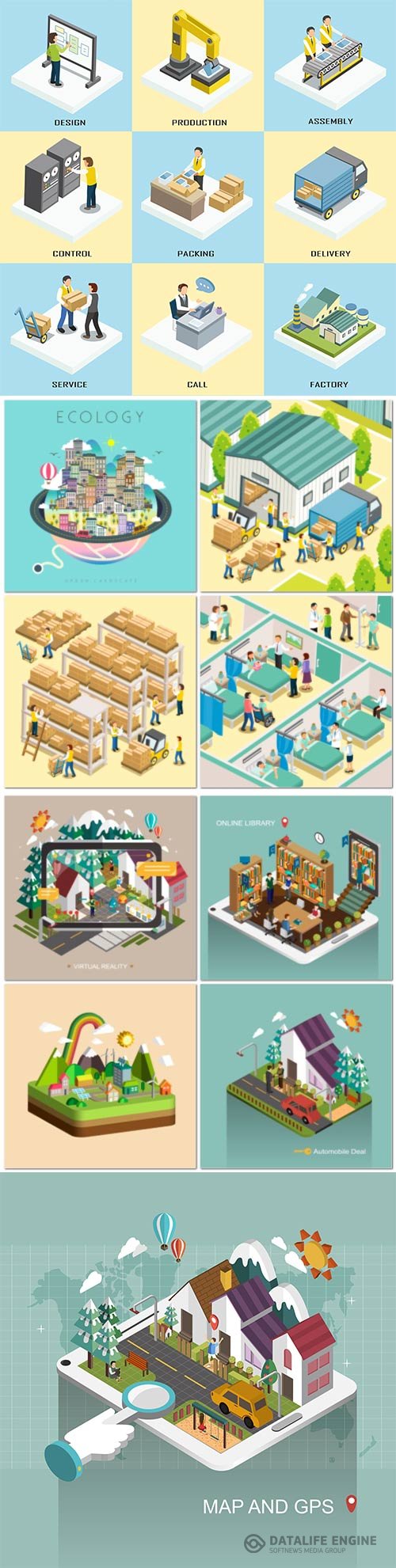 Concept in 3d isometric flat design vector template vol 2