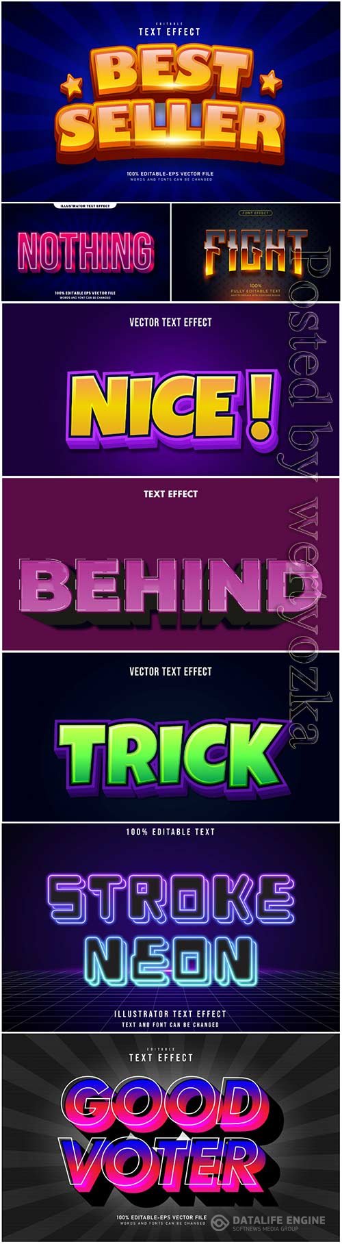 Vector text effect in style 3d