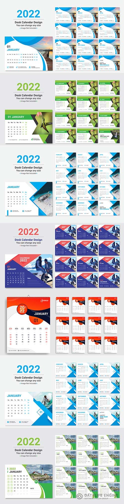 Modern new year 2022  calendar design premium vector