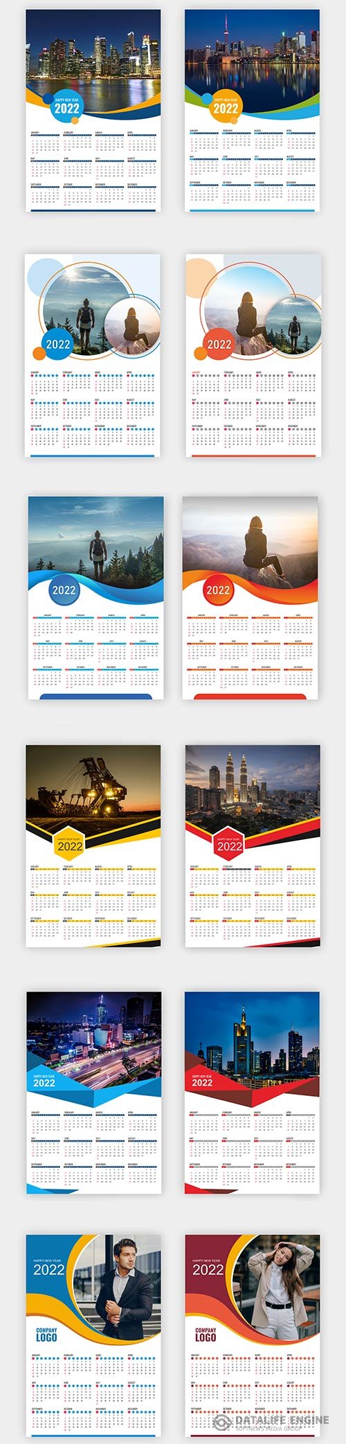 Calendar 2022 templates elegant premium vector