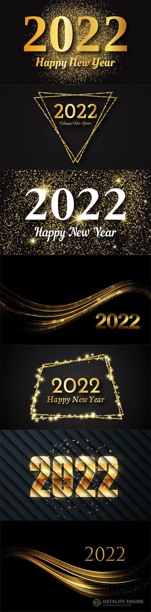 2022 happy new year vector background, gold inscription in a gold glitter