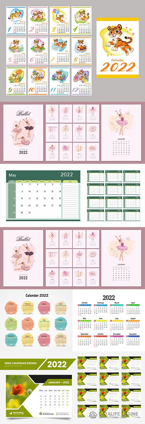 2022 vector calendar template design