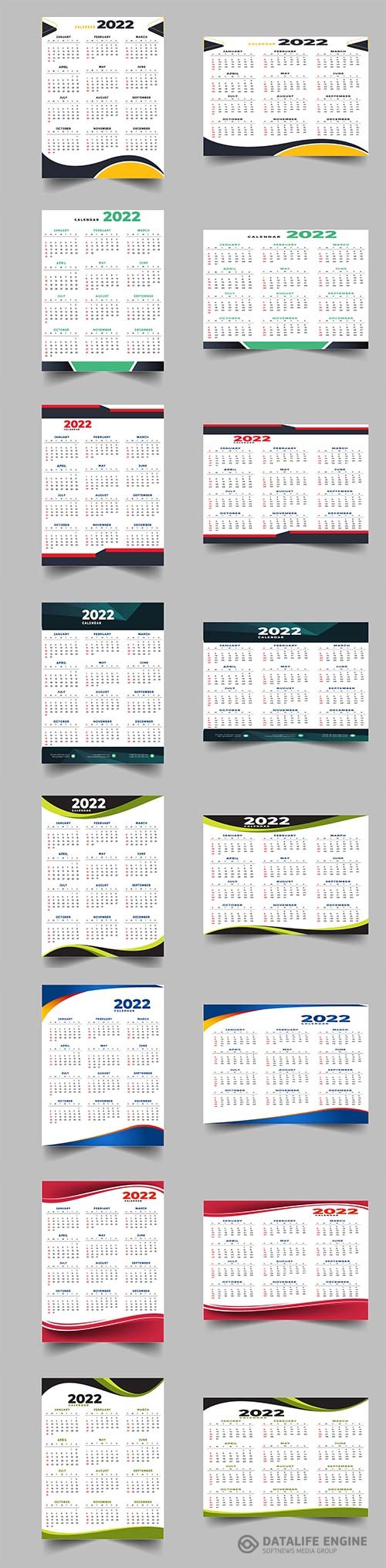 2022 calendar design template premium vector