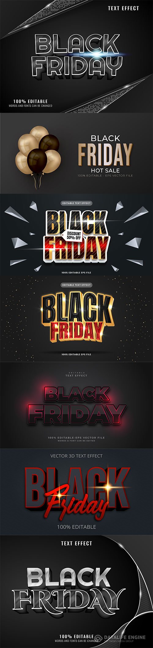 Set 3d editable text style effect vector vol 185