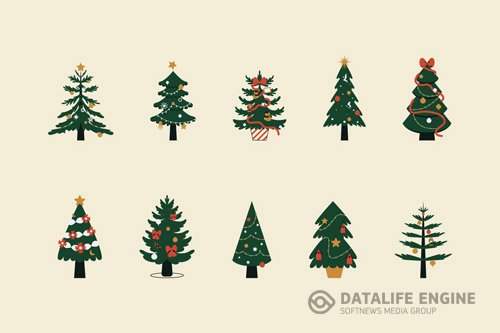 Christmas Tree Decoration Illustration Set