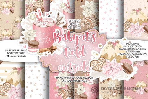 Baby its cold outside digital paper pack