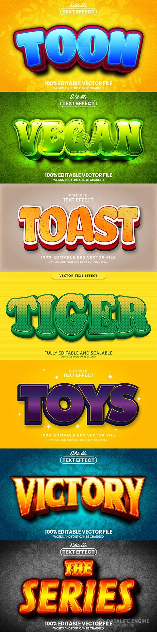 Set 3d editable text style effect vector vol 195