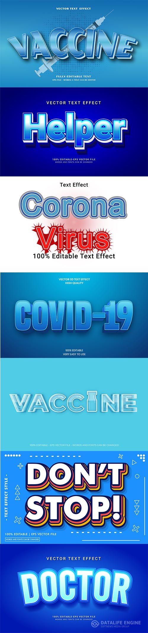 Coronavirus COVID-19, vaccine text style effect vector vol 191