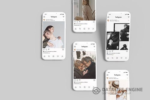 White, Clay Phone Mockup,  InstaStory UI