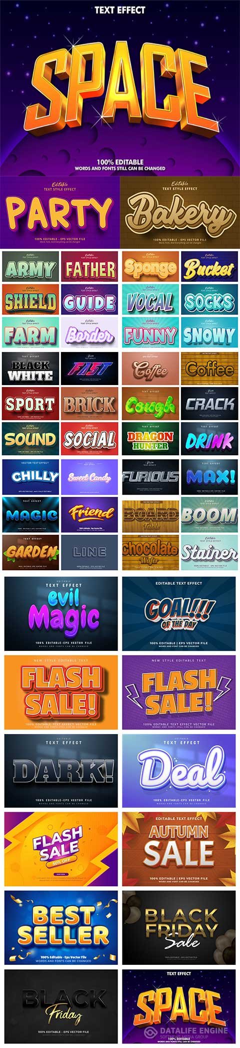 Bundle vector 3d editable text style effect