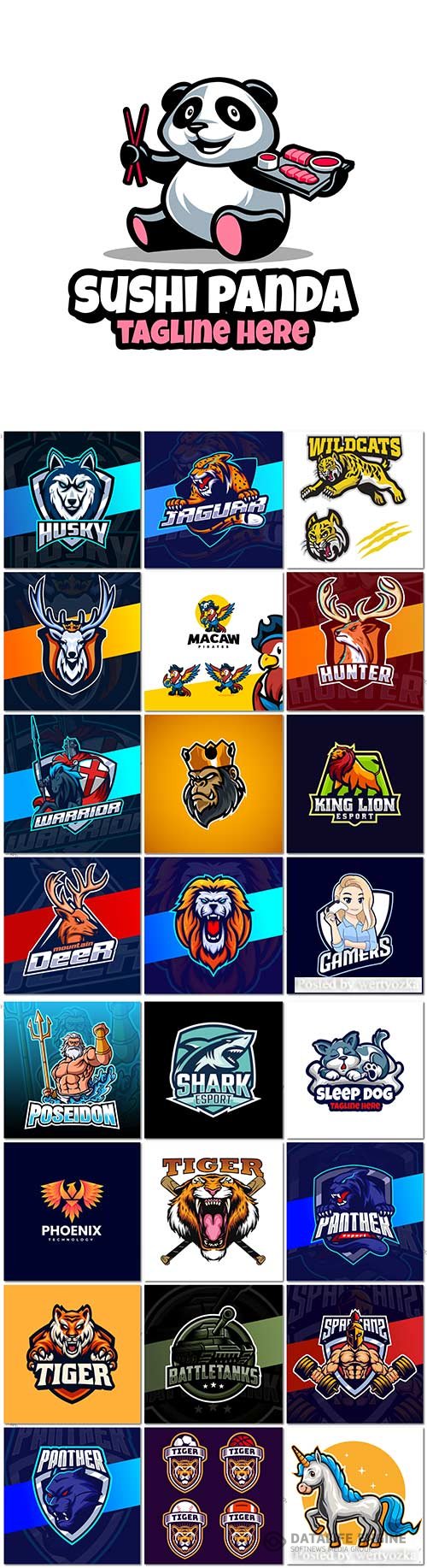 Mascot logo design set premium vector vol 27