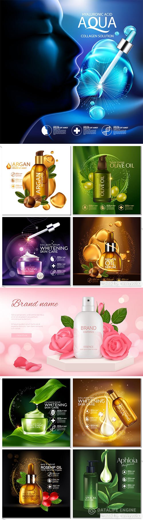 Set realistic cosmetic vector template design