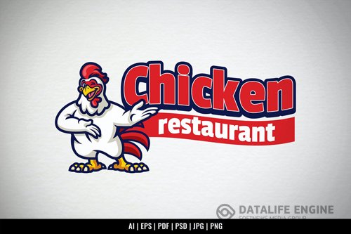 Chicken Restaurant Cartoon Mascot Logo