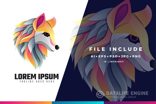 Wolf Gradient Logo Template