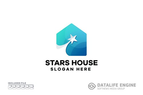 Stars House Gradient Logo Design