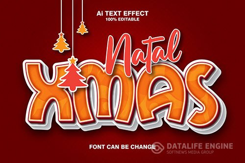 Natal Xmas 3d Text Effect