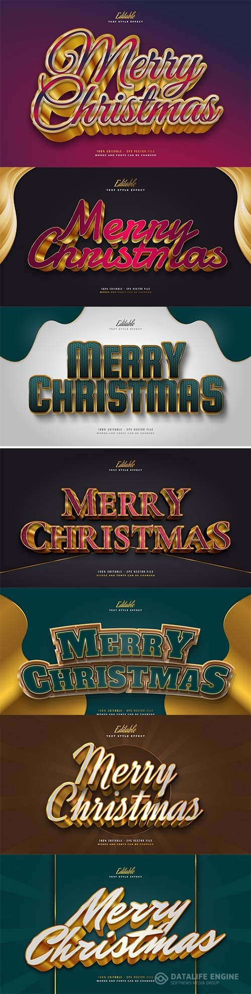 Merry christmas and happy new year 2022 editable vector text effects vol 25