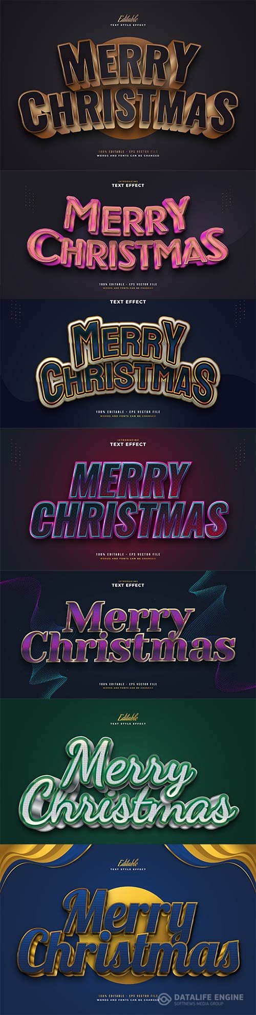 Merry christmas and happy new year 2022 editable vector text effects vol 26