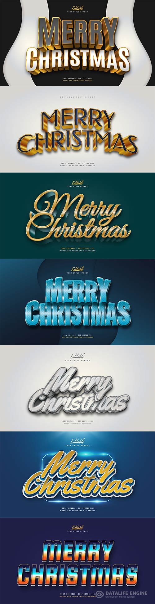 Merry christmas and happy new year 2022 editable vector text effects vol 24