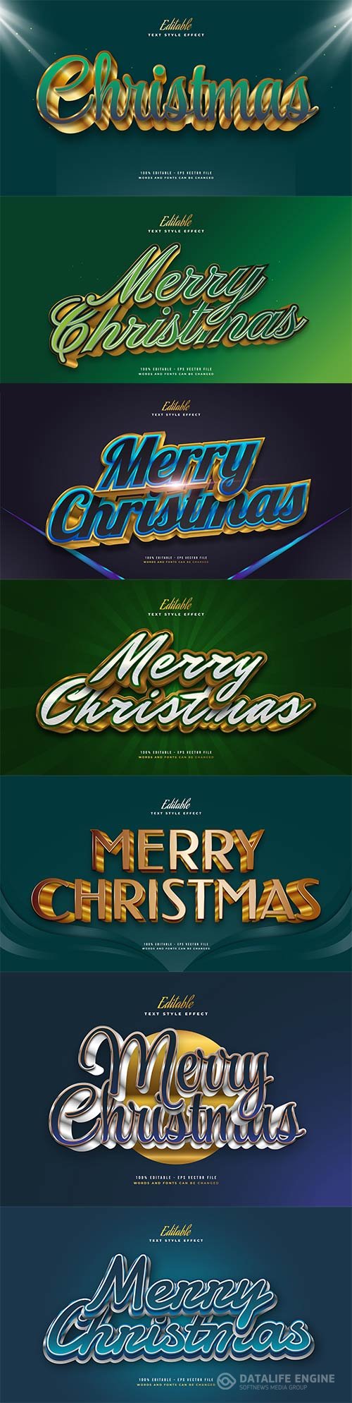 Merry christmas and happy new year 2022 editable vector text effects vol 23