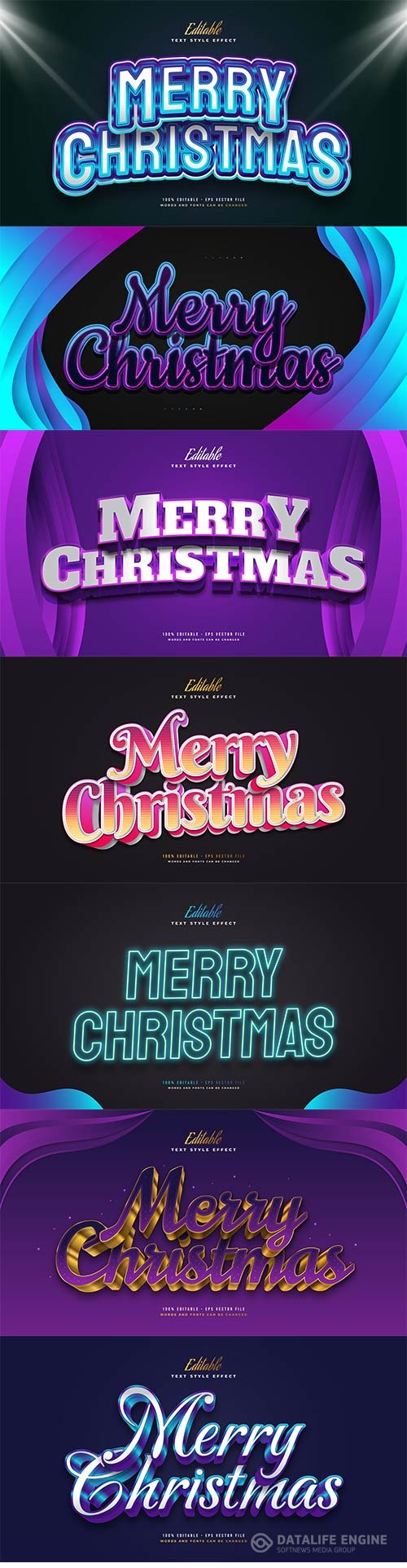 Merry christmas and happy new year 2022 editable vector text effects vol 22