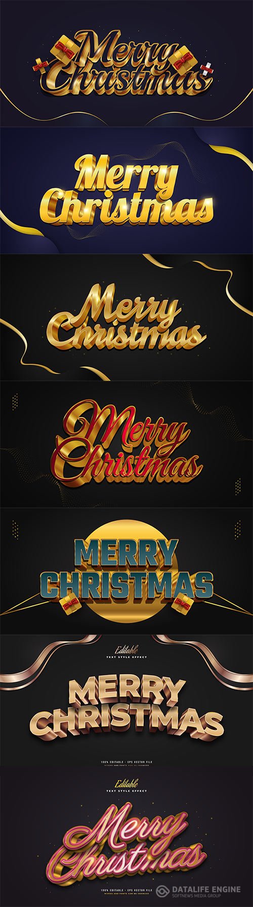 Merry christmas and happy new year 2022 editable vector text effects vol 19