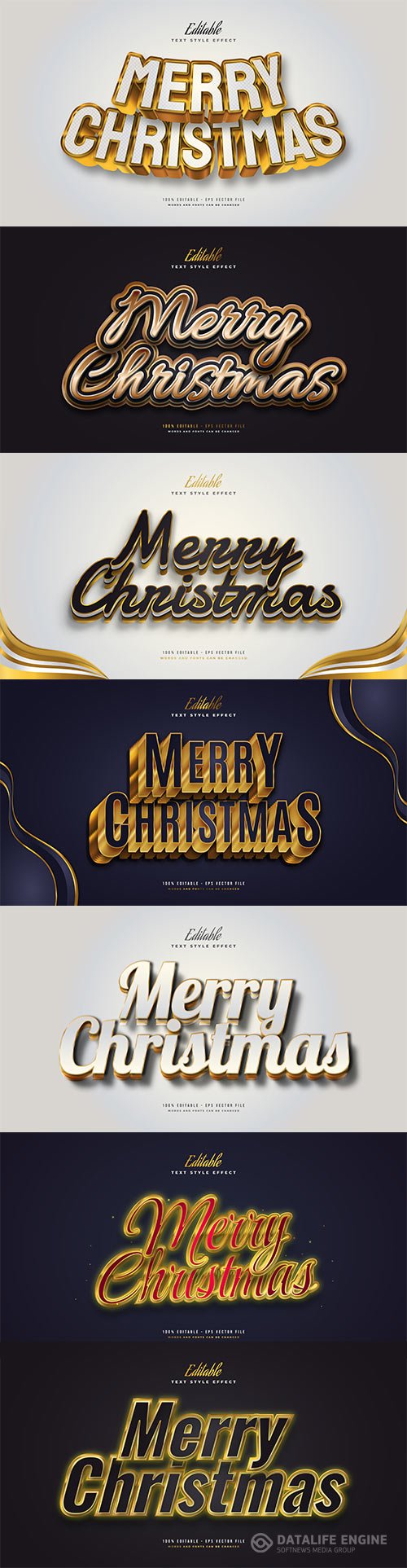 Merry christmas and happy new year 2022 editable vector text effects vol 21