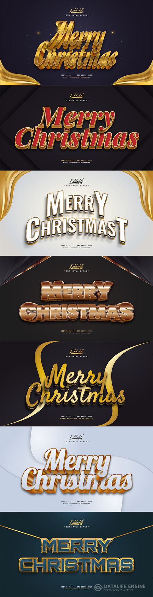 Merry christmas and happy new year 2022 editable vector text effects vol 18