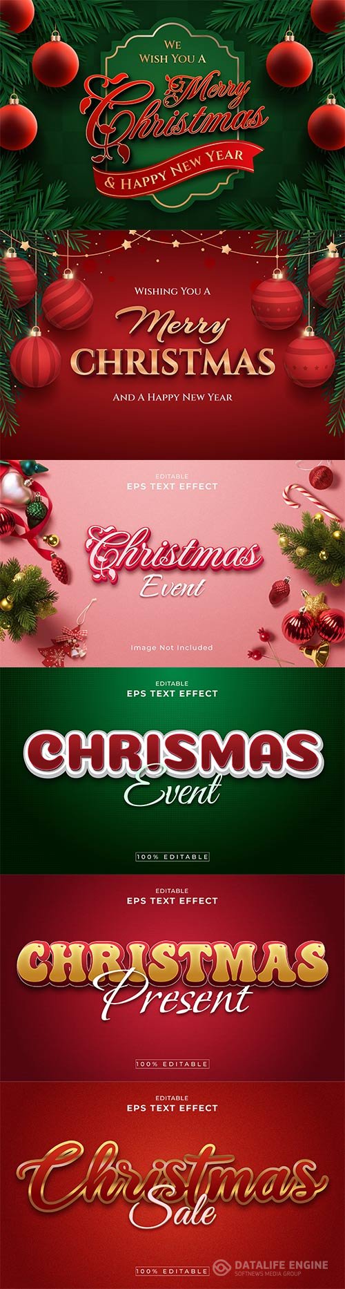 Merry christmas and happy new year 2022 editable vector text effects vol 1