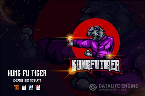 Tiger Kung Fu E-sport logo template