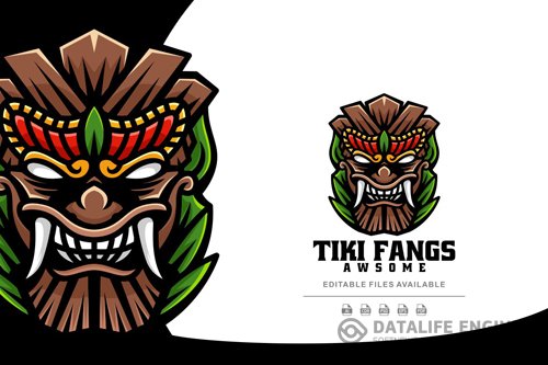 Tiki Fangs Simple Mascot Logo