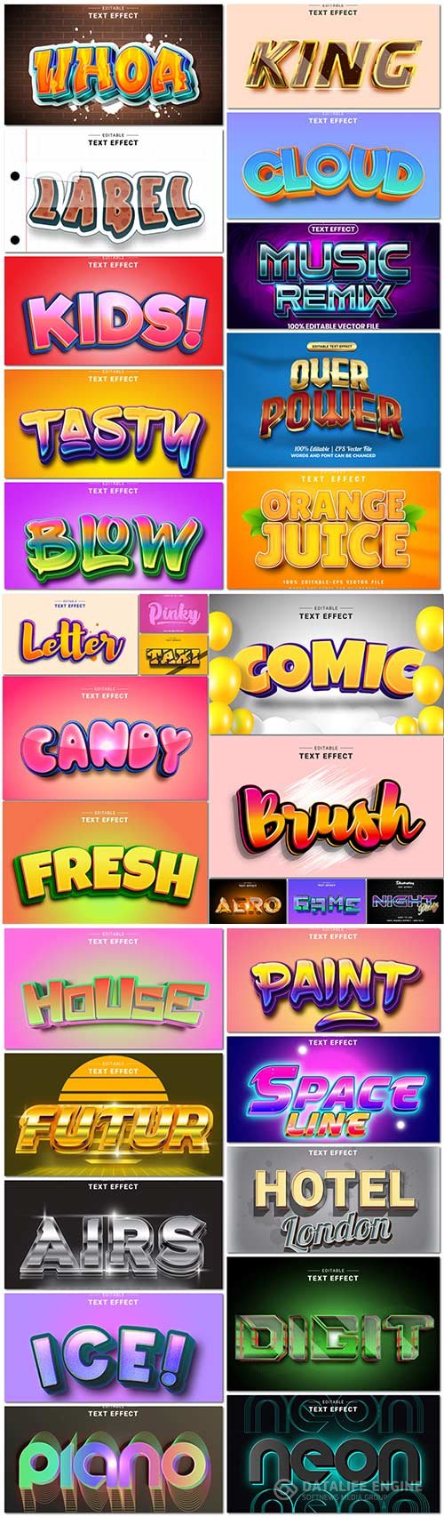 Bundle text style effect vector vol 61