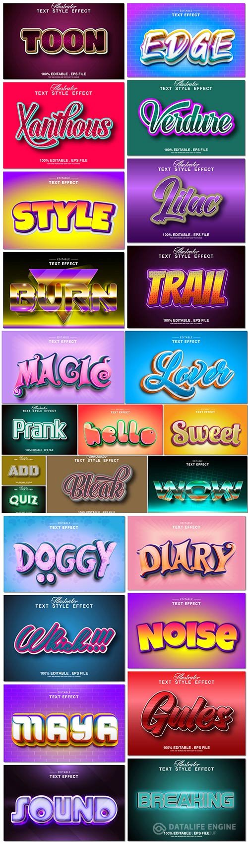 Bundle text style effect vector vol 55