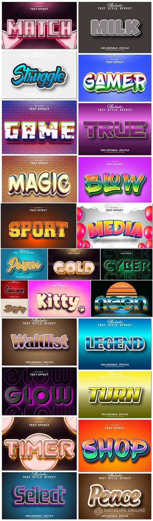 Bundle text style effect vector vol 54