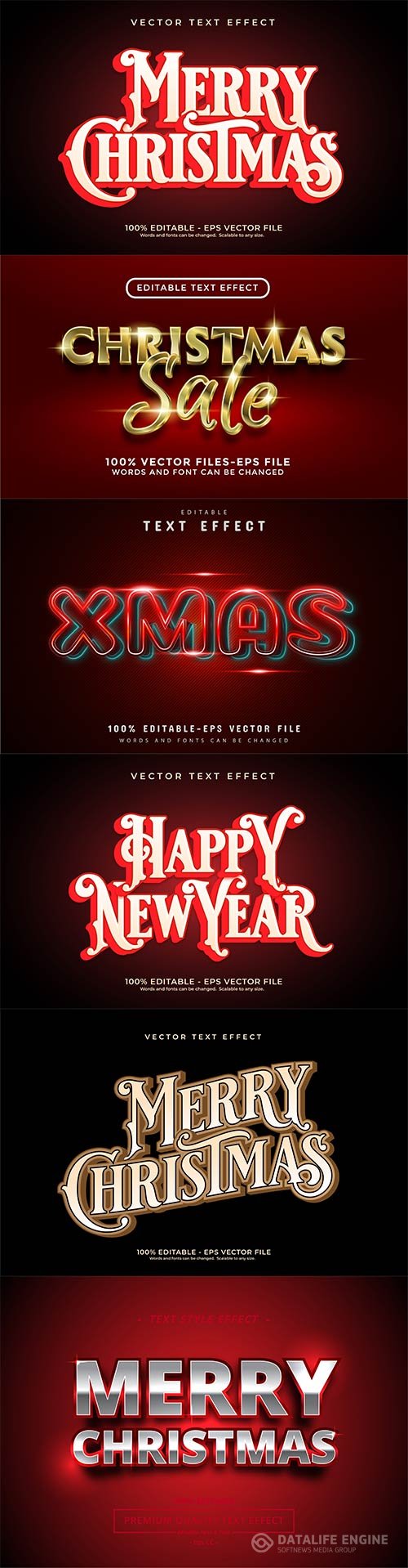 2022 New year and christmas editable text effect vector vol 23