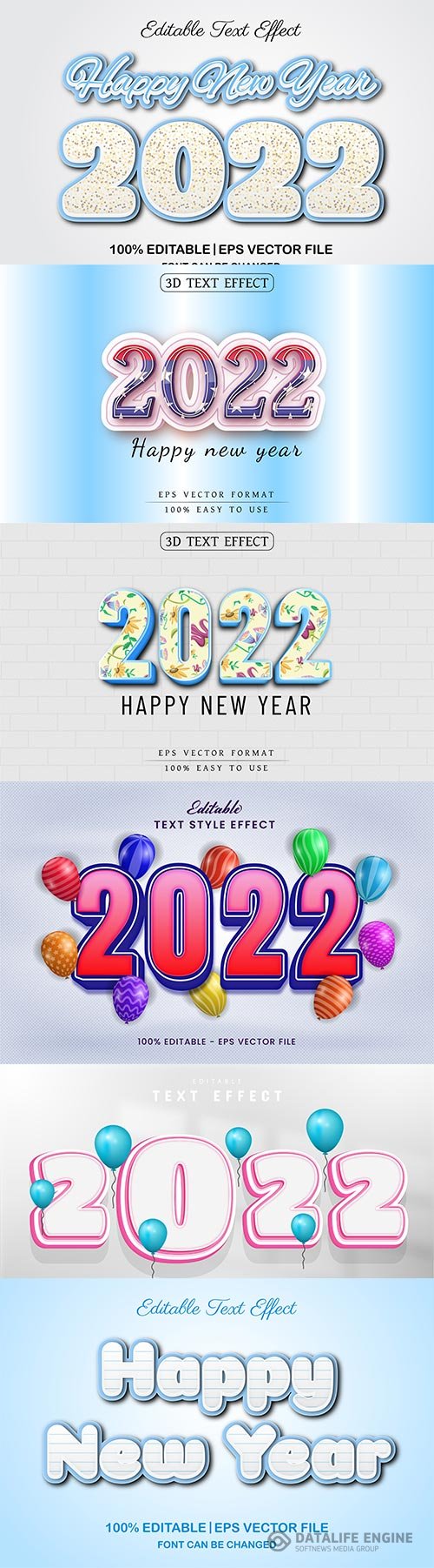 2022 New year and christmas editable text effect vector vol 26