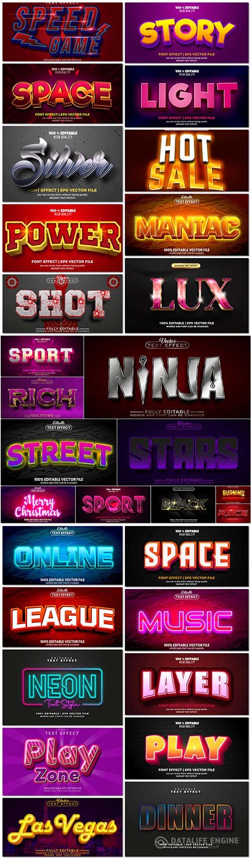 Bundle text style effect vector vol 47