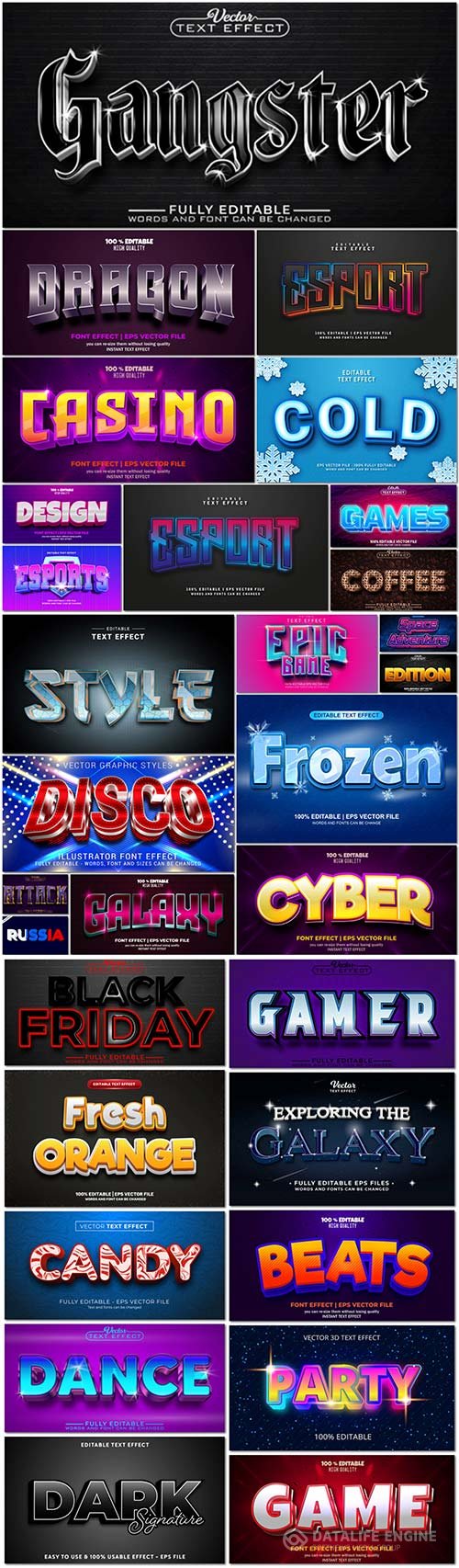 Bundle text style effect vector vol 45