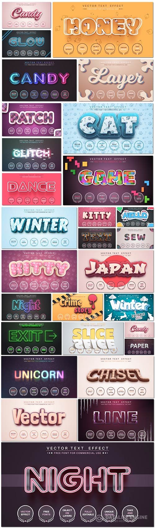 Bundle text style effect vector vol 33