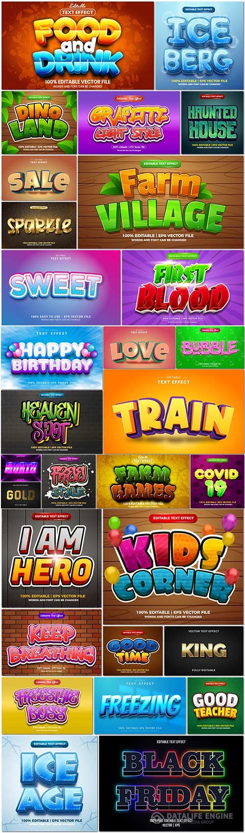 Bundle text style effect vector vol 37