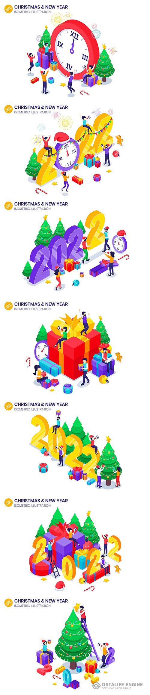 Happy New Year Isometric Illustration - Agnytemp