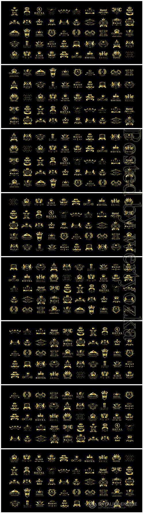 Luxury golden hotel logo vector set