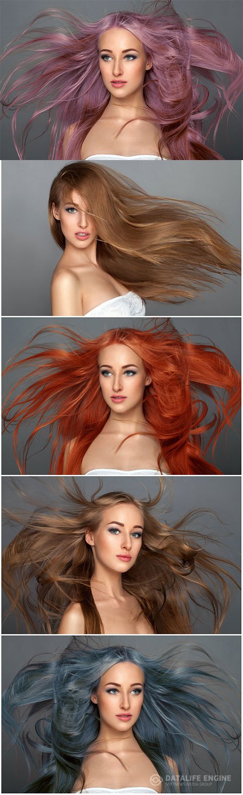 Girls with long hair of different color stock photo